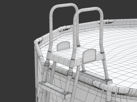 Frame Swimming Pool with Waterpool Stairs 3D Model