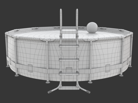 Frame Swimming Pool with Waterpool Stairs 3D Model