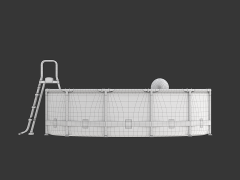Frame Swimming Pool with Waterpool Stairs 3D Model