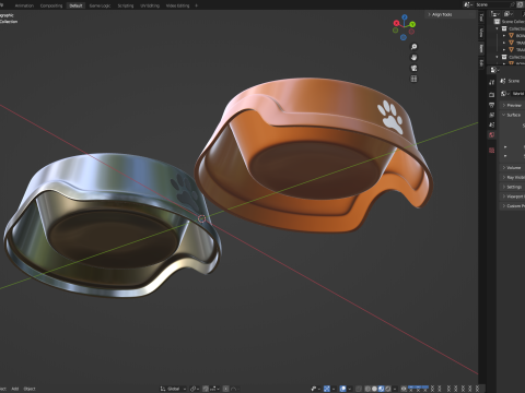 Metal and Plastic Dog Bowl Modèle 3D