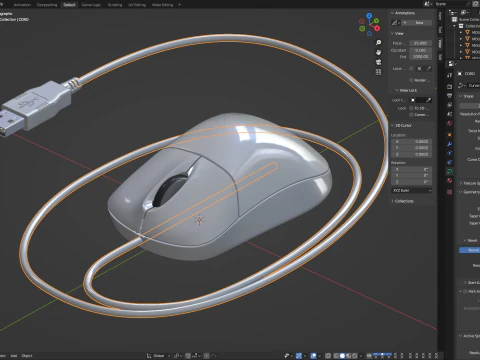 Mouse per computer con presa USB Modello 3D