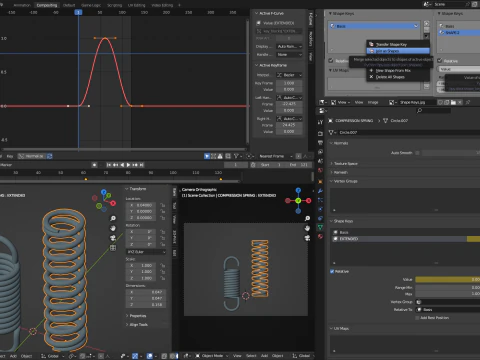 Animated Metal Springs 3D Model