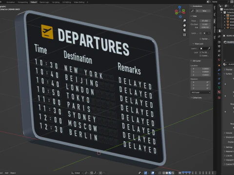 Vluchtinformatiebord 3D Model