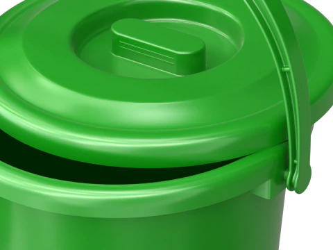 Plastic Bucket with Plastic Handle 3D Model