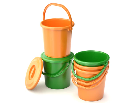 Plastic Bucket with Plastic Handle 3D Model