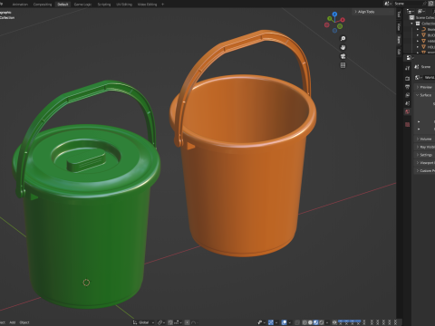 Plastic Bucket with Plastic Handle 3D मॉडल