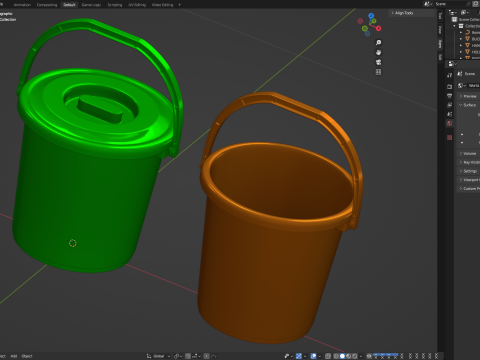 Plastic Bucket with Plastic Handle 3D मॉडल