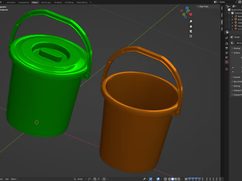Plastic Bucket with Plastic Handle 3D Model