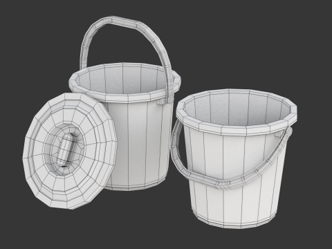 Plastic Bucket with Plastic Handle 3D मॉडल