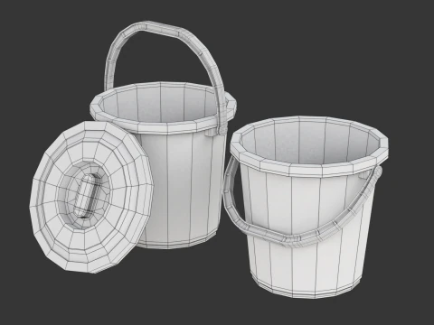 Plastic Bucket with Plastic Handle 3D Model