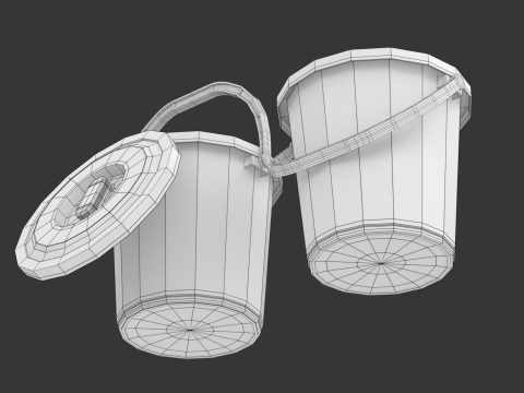 Plastic Bucket with Plastic Handle 3D मॉडल