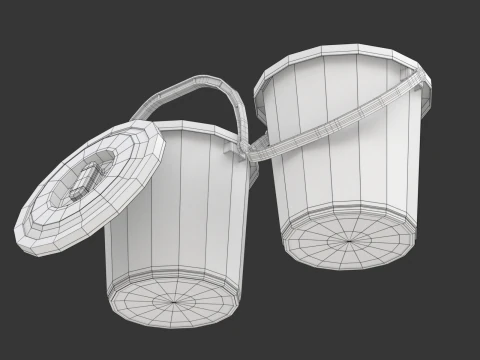 Plastic Bucket with Plastic Handle 3D Model