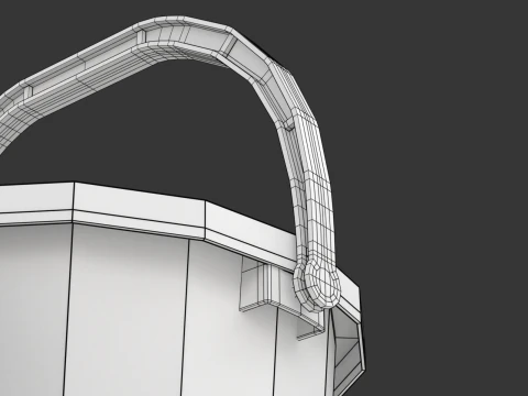 Plastic Bucket with Plastic Handle 3D Model