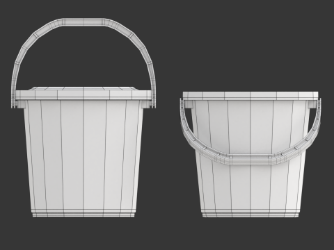 Plastic Bucket with Plastic Handle 3D मॉडल
