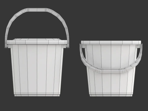 Plastic Bucket with Plastic Handle 3D Model