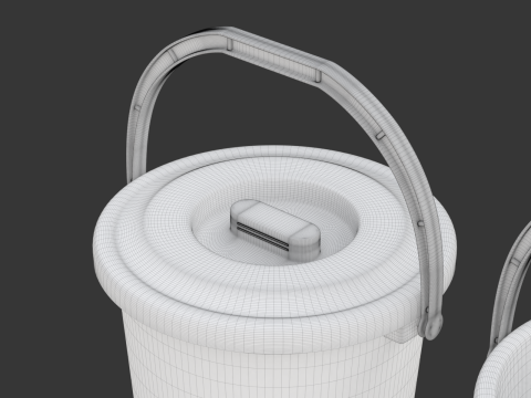 Plastic Bucket with Plastic Handle 3D मॉडल