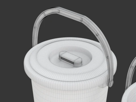 Plastic Bucket with Plastic Handle 3D Model
