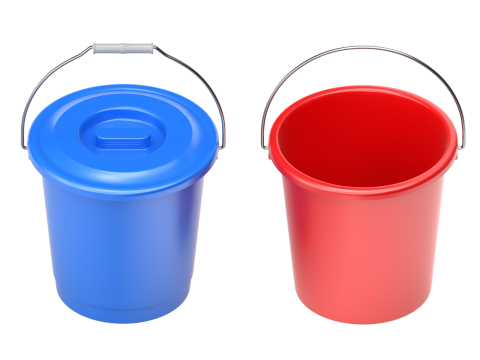 Plastic Bucket with Metal Handle and Lid 3D Model