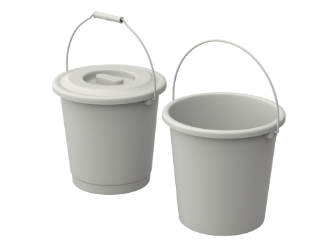 Plastic Bucket with Metal Handle and Lid 3D Model