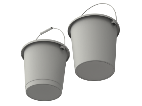 Plastic Bucket with Metal Handle and Lid 3D Model
