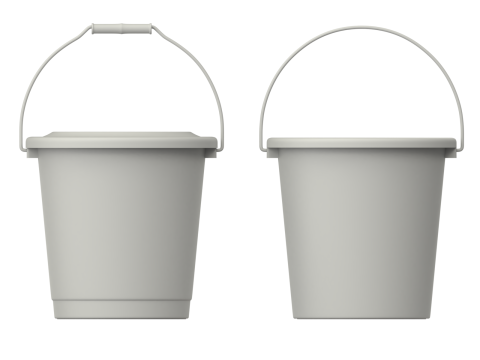 Plastic Bucket with Metal Handle and Lid 3D Model