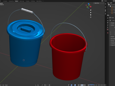 Plastic Bucket with Metal Handle and Lid 3D Model
