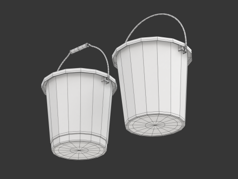 Plastic Bucket with Metal Handle and Lid 3D Model
