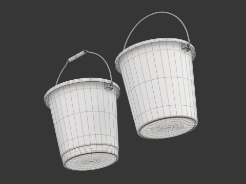 Plastic Bucket with Metal Handle and Lid 3D Model