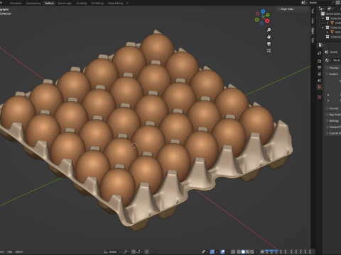 Eggs in a carton package 3D Model