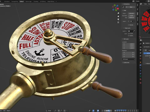 Brass Engine Room Telegraph 3D Model