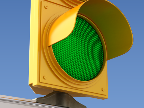 Traffic Light with Retro Street Sign 3D Model