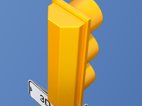 Traffic Light with Retro Street Sign 3D Model