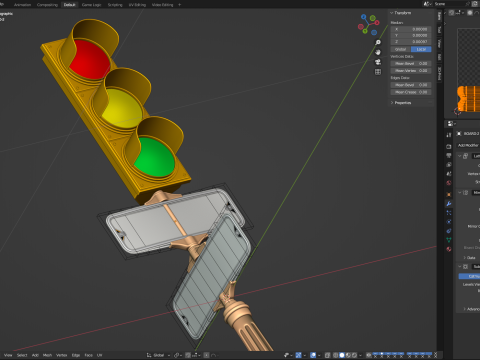 Traffic Light with Retro Street Sign 3D Model