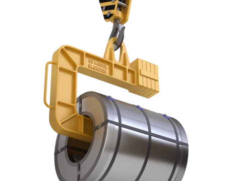 Coil Lifter with Steel Coil 3D Model