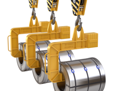 Coil Lifter with Steel Coil Model 3D