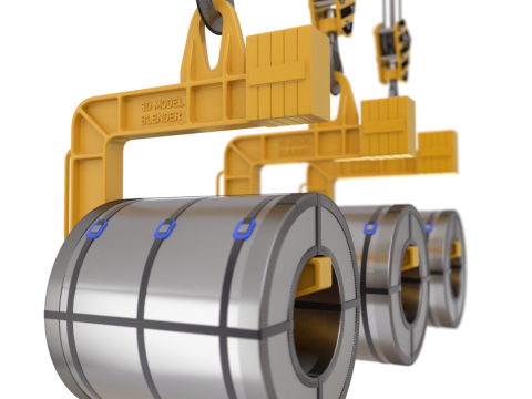 Coil Lifter with Steel Coil Model 3D