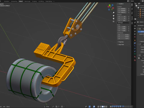 Coil Lifter with Steel Coil 3D Model