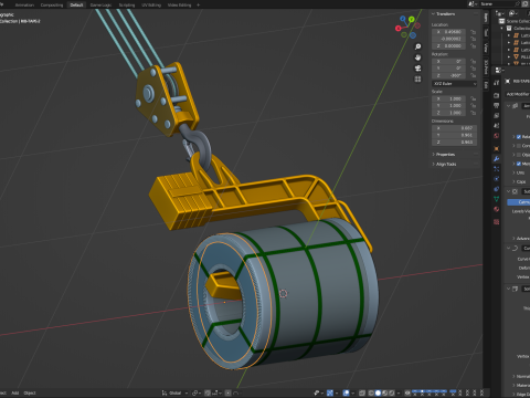 Coil Lifter with Steel Coil Model 3D