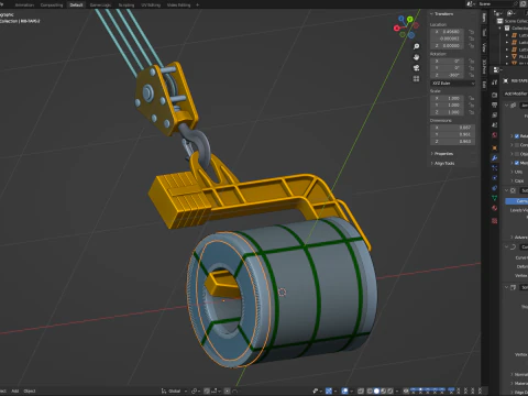Coil Lifter with Steel Coil 3D Model