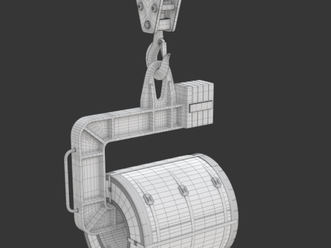 Coil Lifter with Steel Coil Model 3D