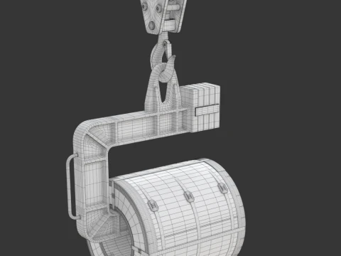 Coil Lifter with Steel Coil 3D Model