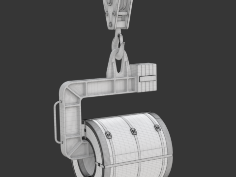 Coil Lifter with Steel Coil Model 3D