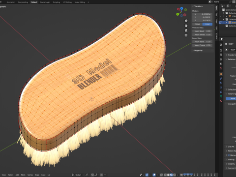 Wooden Scrub Brush Modèle 3D