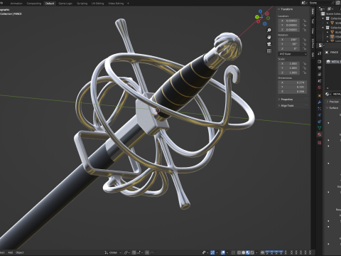 Medieval Fencing Sword 3D Model