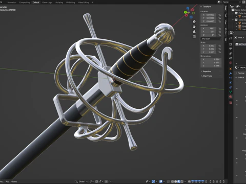 Medieval Fencing Sword 3D Model