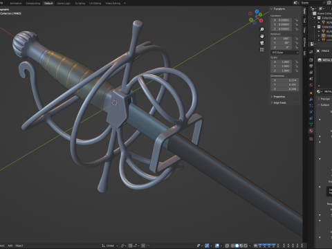 Medieval Fencing Sword 3D Model