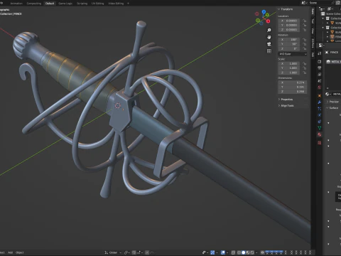 Medieval Fencing Sword 3D Model
