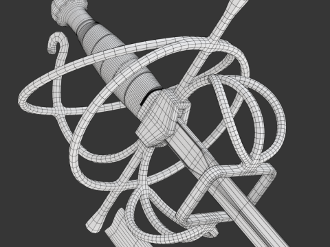 Medieval Fencing Sword 3D Model