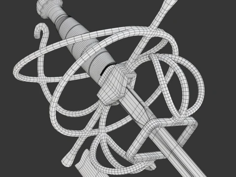 Medieval Fencing Sword 3D Model