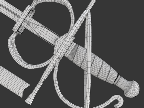 Medieval Fencing Sword 3D Model